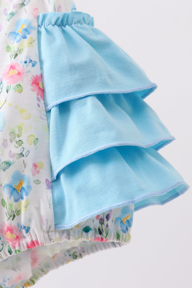 Blue Floral Ruffle Bubble