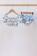 Blue Beach Smocked UPF Swim Set