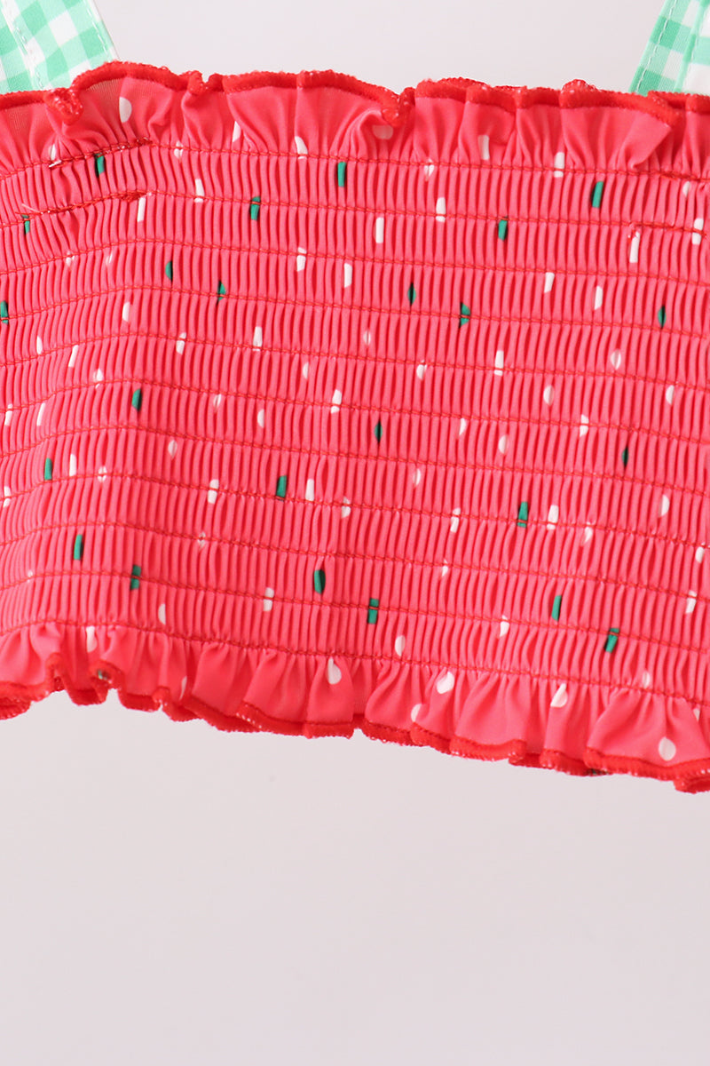 Red Watermelon Smocked UPF Swim Set