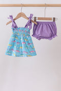Blue Shark Smocked Bloomer Set