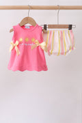 You're my sunshine Embroidered Bow Stripe Bloomer Set