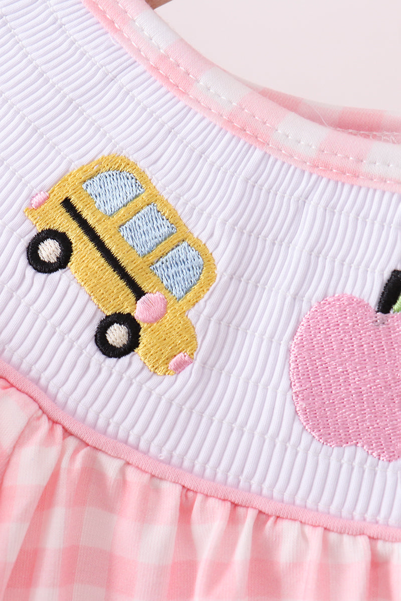 Pink Apple Bus Smocked Ruffle Set