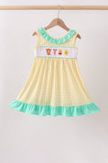 Mustard Honey Bear Embroidered Dress