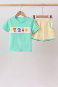 Mustard Honey Bear Embroidered Short Set
