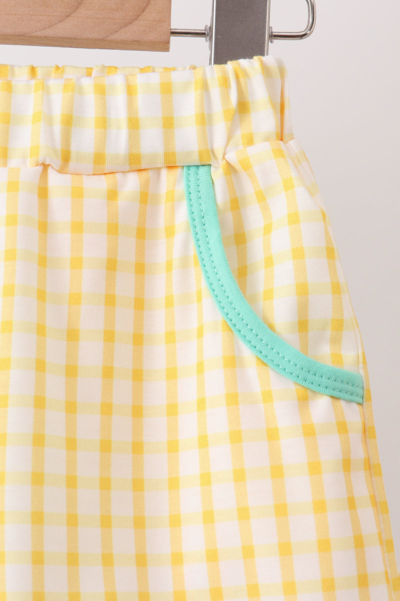 Mustard Honey Bear Embroidered Short Set
