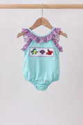 Blue under the sea Embroidered UPF Swim One-Piece