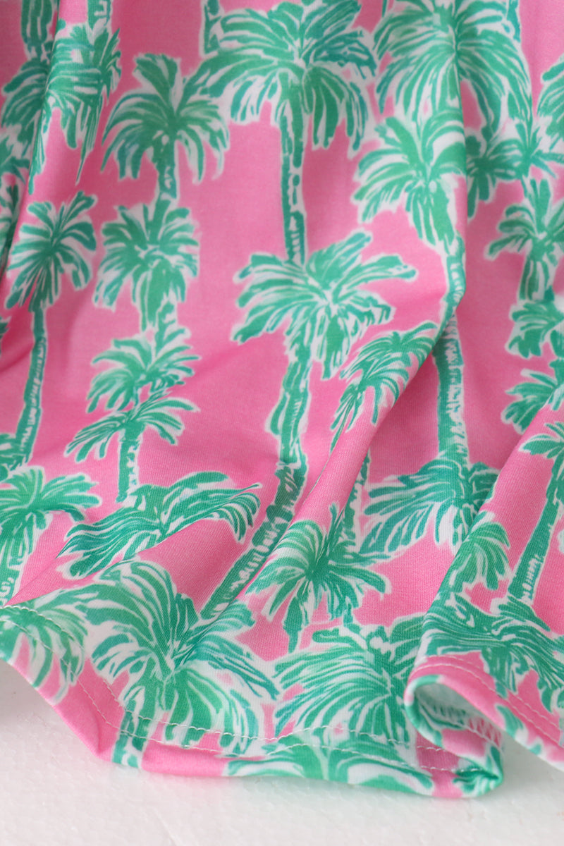 Palm Tree Smocked Women Dress