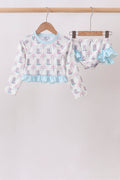 Blue Boots Ruffle Rashguard Set