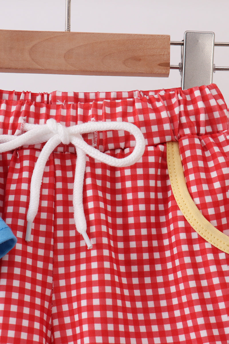 Blue Carousel Embroidered Shorts Set