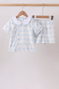 Blue Gingham Shorts Set