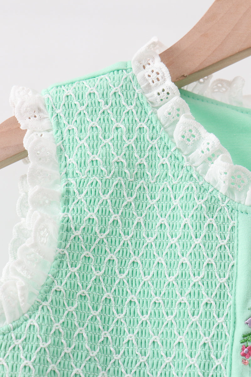 Green Butterfly Smocked Dress