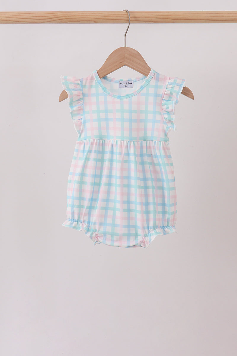 Blue Plaid Ruffle Bubble