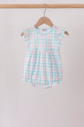 Blue Plaid Ruffle Bubble