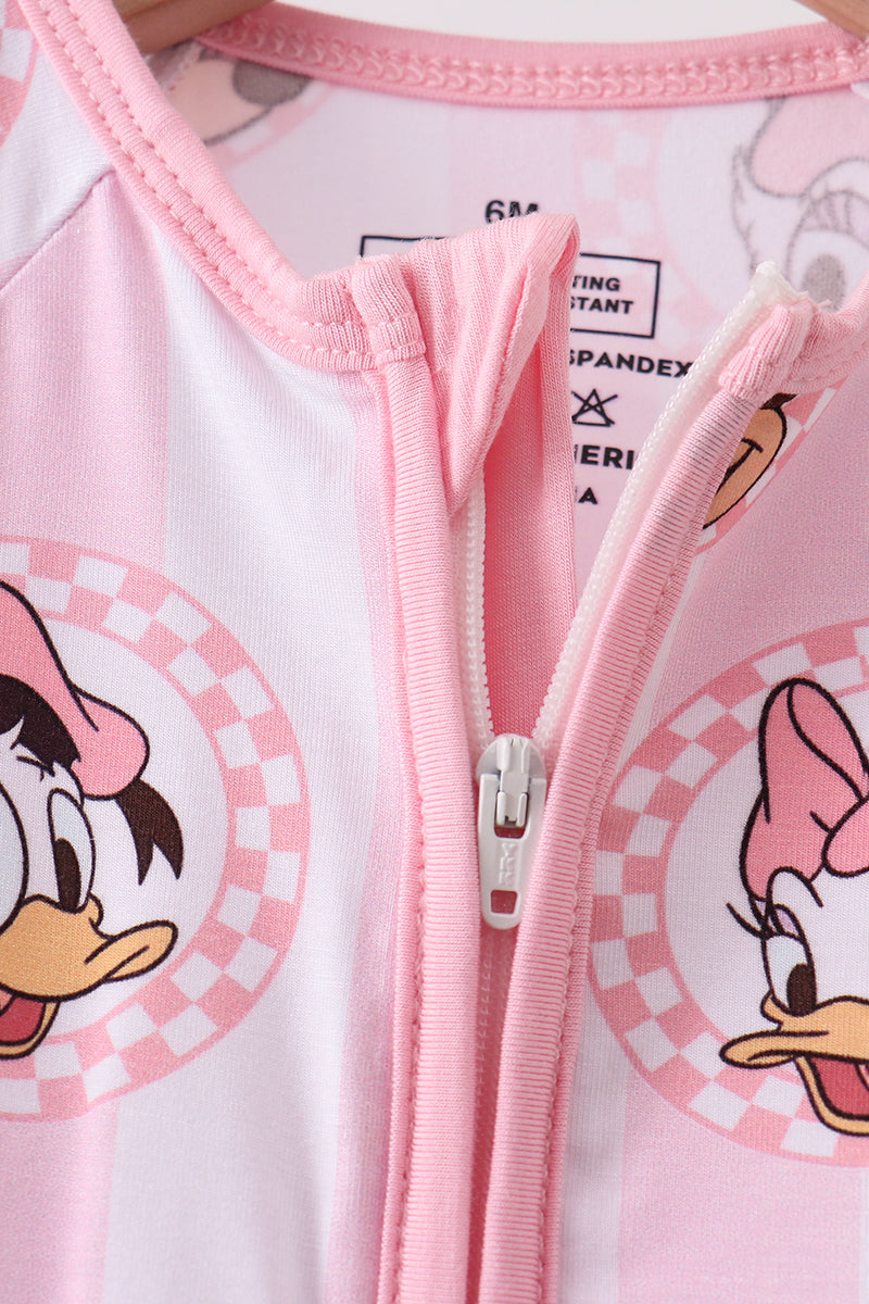 Pink character bamboo romper