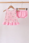 Pink Floral Ruffle Bloomer Set