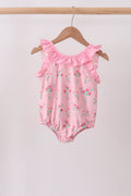 Pink Floral Ruffle One-Piece Swimsuit