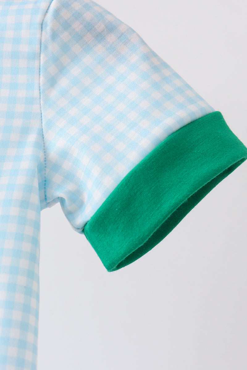 Green grid pocket romper