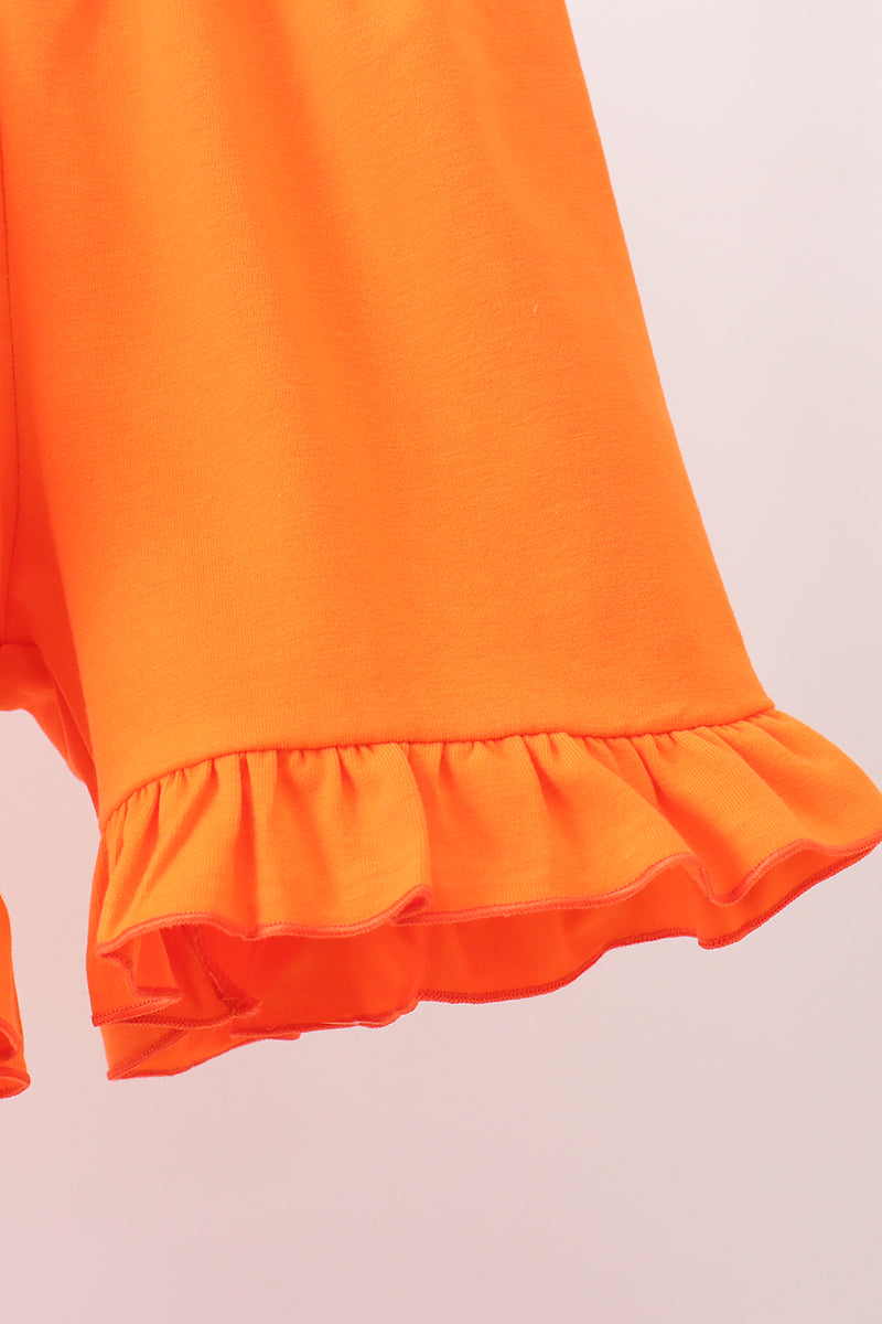 Orange Tennessee Smocked Scalloped Ruffle Shorts Set