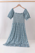 Teal Floral Mom Dress