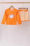 Orange Football 2PC Long Sleeve Swimsuit