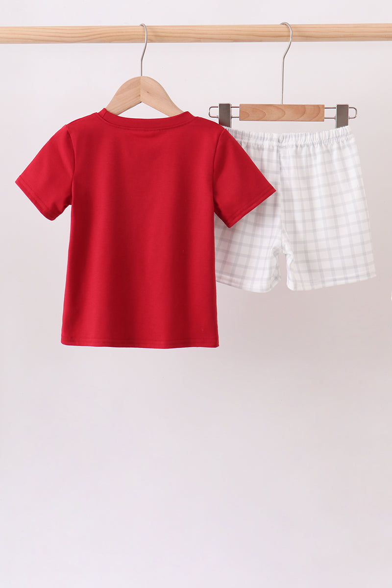 Maroon Alabama Applique Shorts Set
