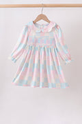 Checkered Floral Smocked Dress