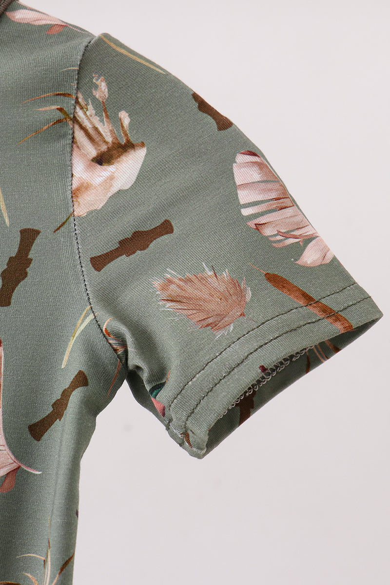 Green Hunting Bamboo Romper