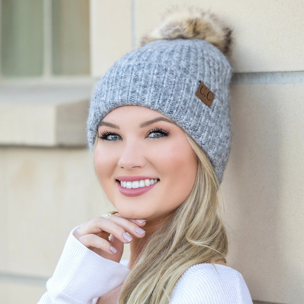 C.C® Cozy Marled Pom Beanie