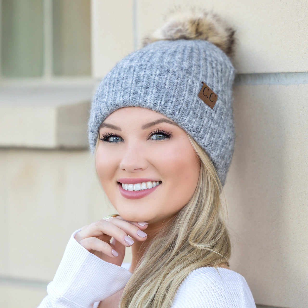 C.C® Cozy Marled Pom Beanie
