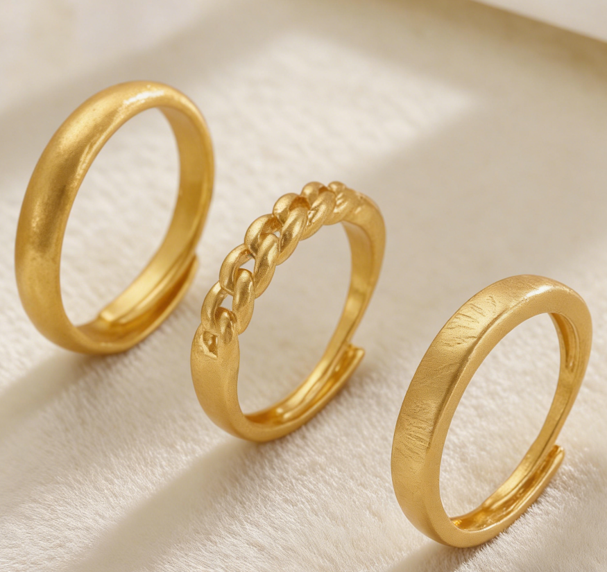 Gold-Plated Interlocking Ring for Women