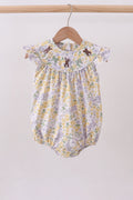 Floral bunny bow embroidery ruffle bubble