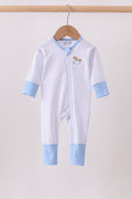 Blue dot horse embroidery romper
