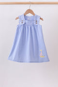 Blue Sailboat Embroidered Dress