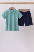 Green Stripe Polo Set