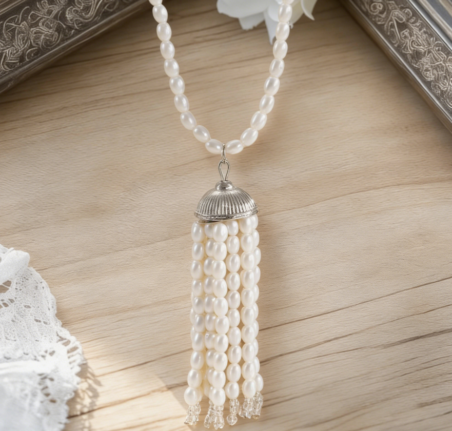 Light Luxury French Vintage Pearl Tassel Necklace