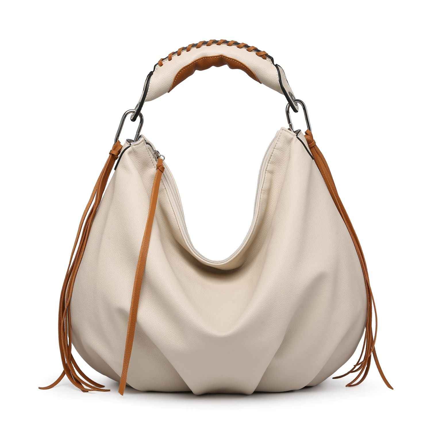 Women hobo Bag Contrast Woven Handle