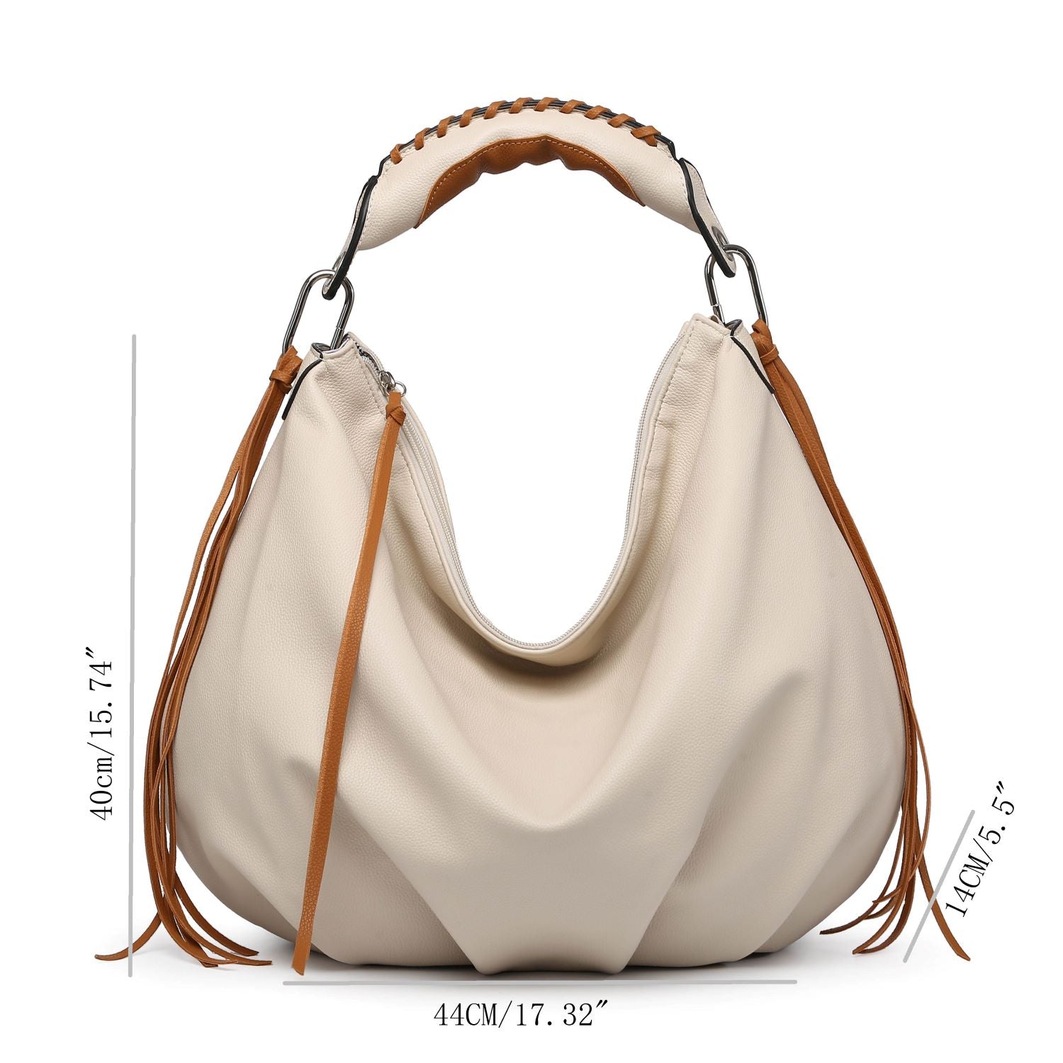 Women hobo Bag Contrast Woven Handle