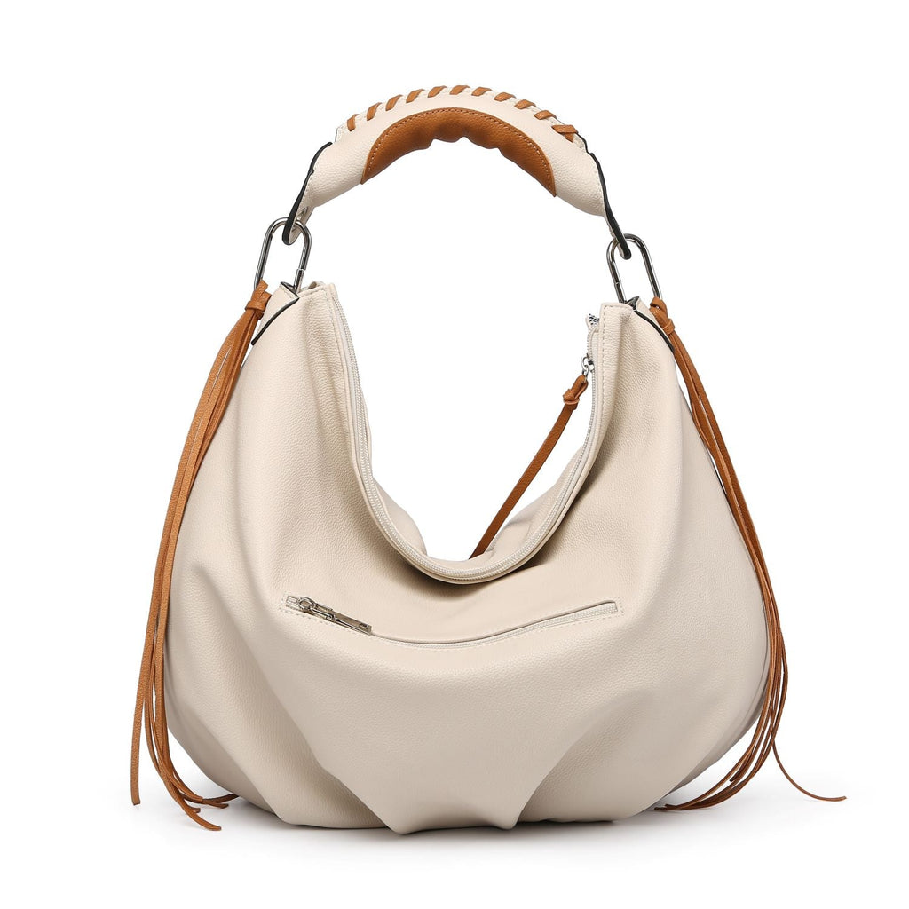 Women hobo Bag Contrast Woven Handle