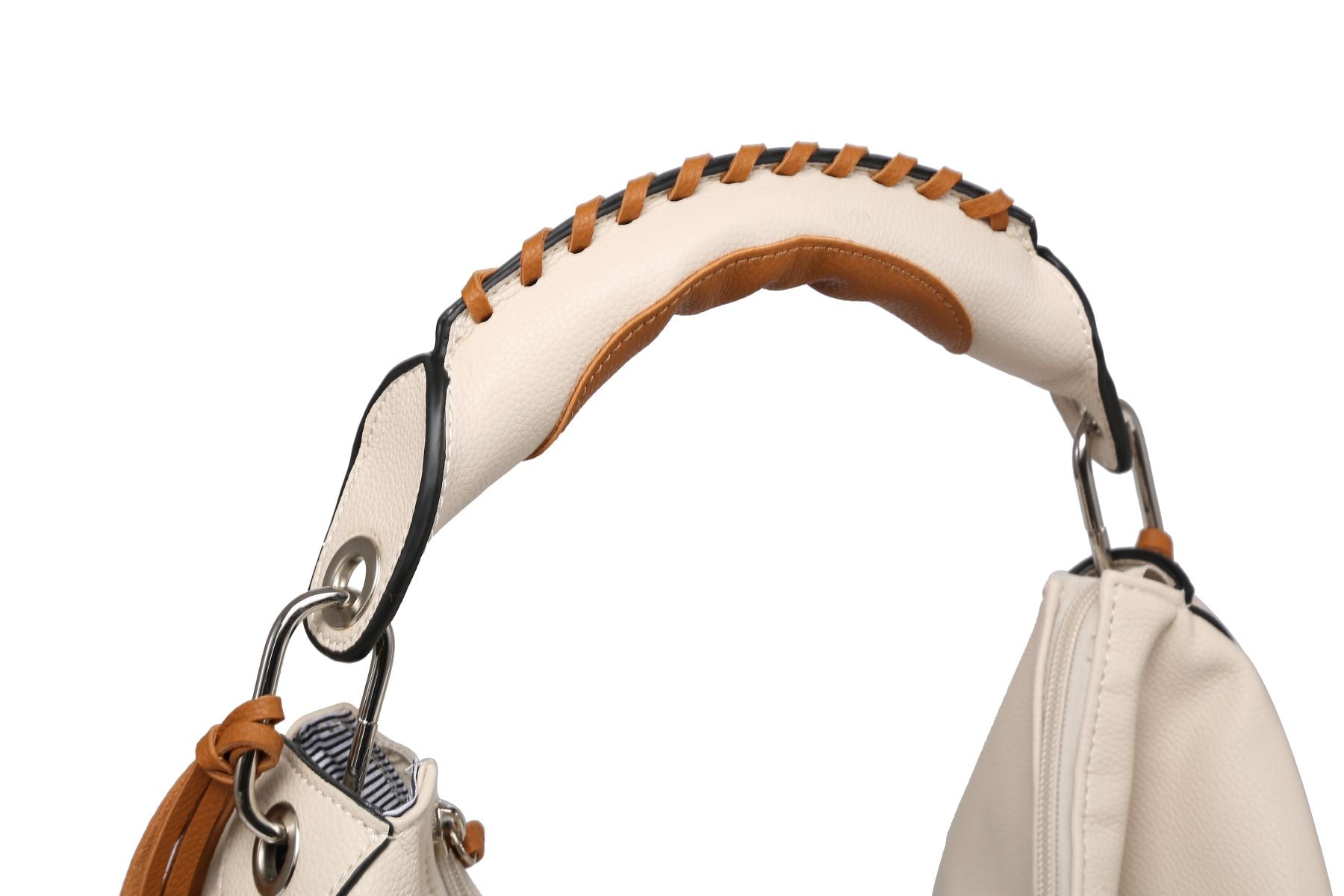 Women hobo Bag Contrast Woven Handle