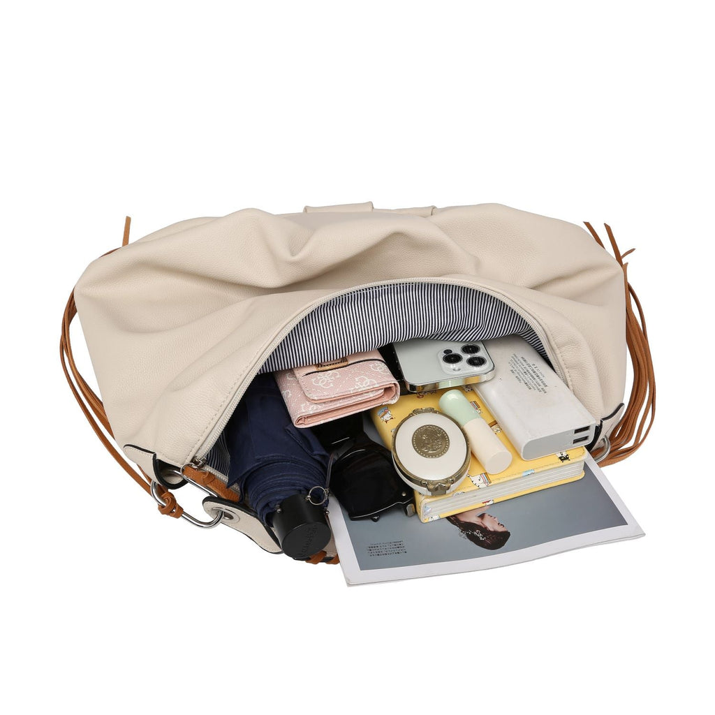 Women hobo Bag Contrast Woven Handle