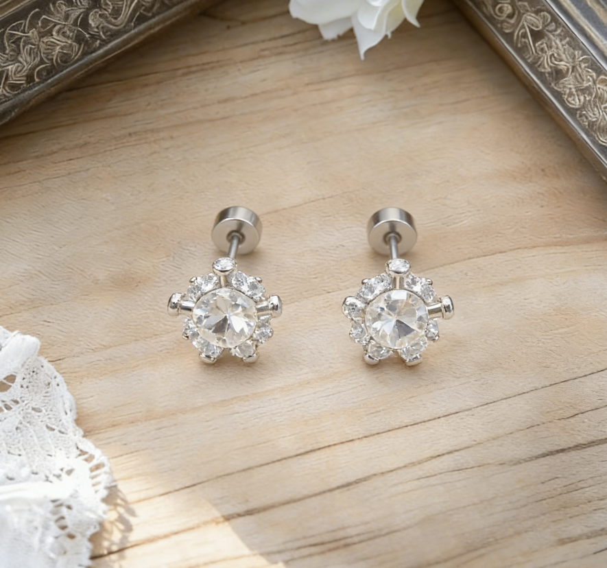 Light Luxury Copper Zircon Cross Earrings