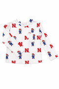 Nebraska White Herbie Husker L/S Ruffle Pocket Tee