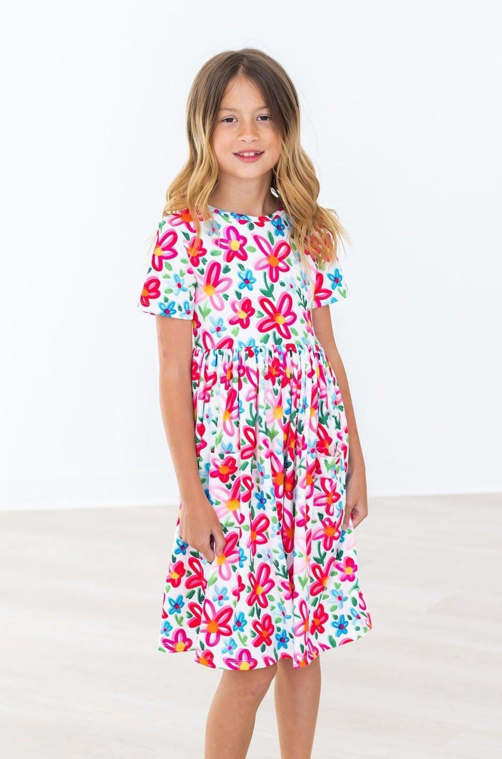 Neon Floral S/S Pocket Twirl Dress