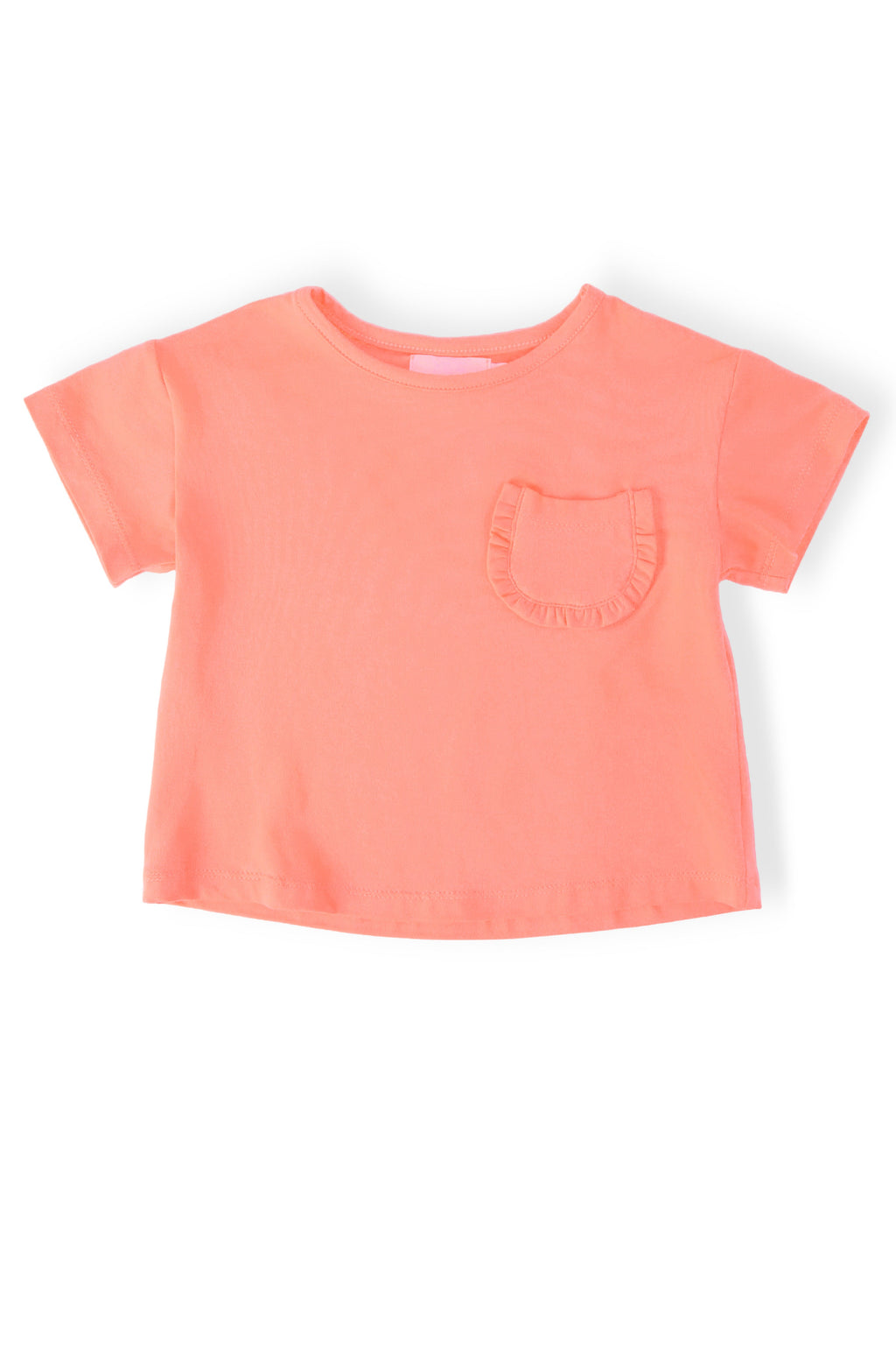 Neon Coral Ruffle Pocket Tee