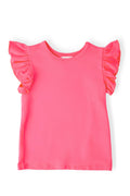 Neon Pink S/S Ruffle Tee