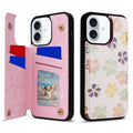 Card Holder Applicable to Apple 16 painted double buckle four-insert card wallet case 16pro max all-inclusive anti-drop case protective cover