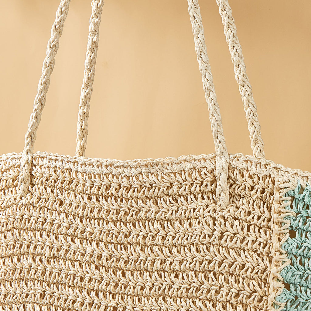 Summer Woven Shoulder Bag – Rustic Straw Handbag, Beach Vacation Tote, Casual Trendy Purse
