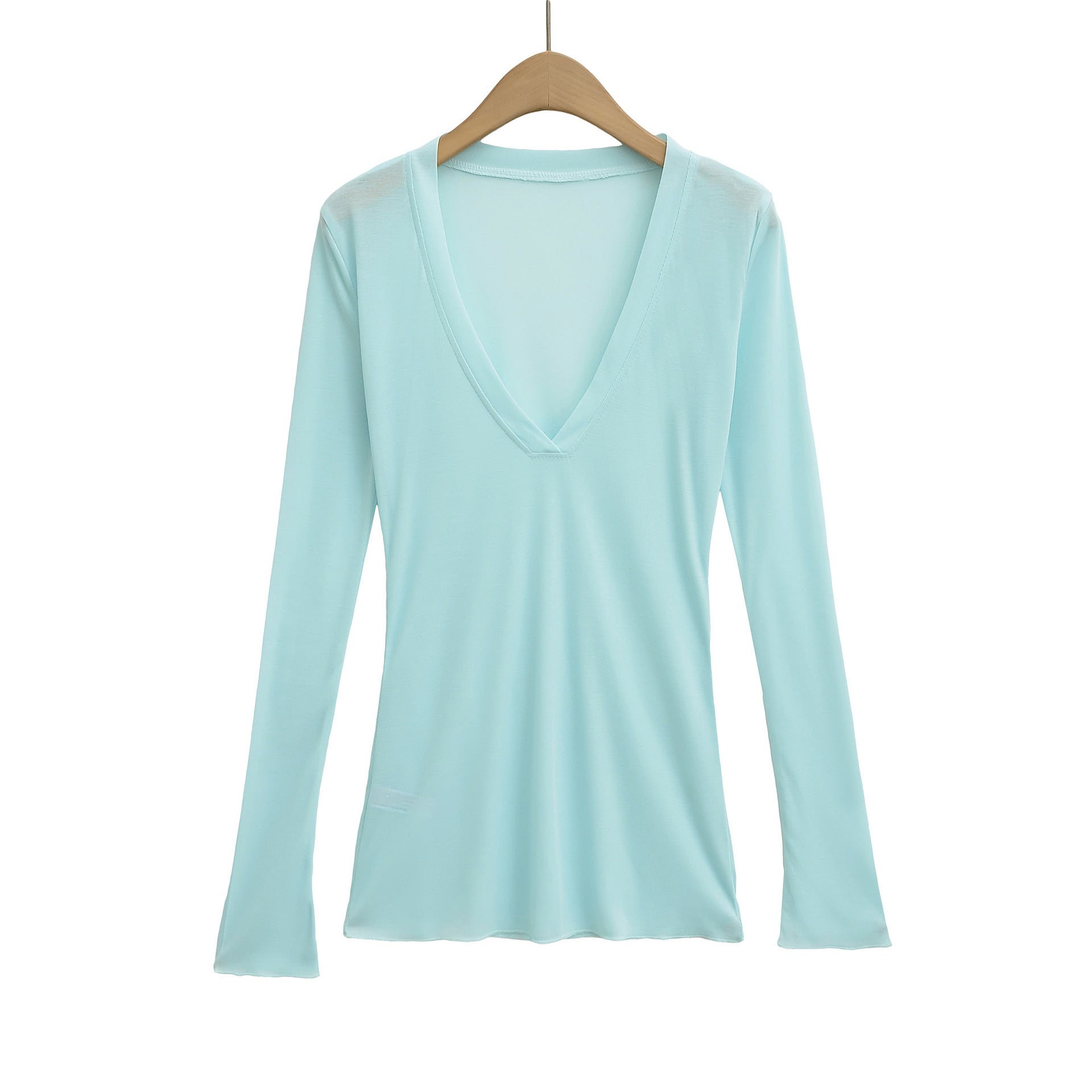 Deep V Neck Sheer T-Shirt