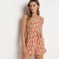 Women's Fashion Sexy Printed Suspender Short Jumpsuit - Romper