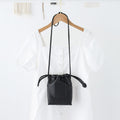 Soft PU Cute Mini Mobile Phone Bag - Fashionable Pleated Shoulder Women's Bag, Simple Drawstring Crossbody Small Square Bag